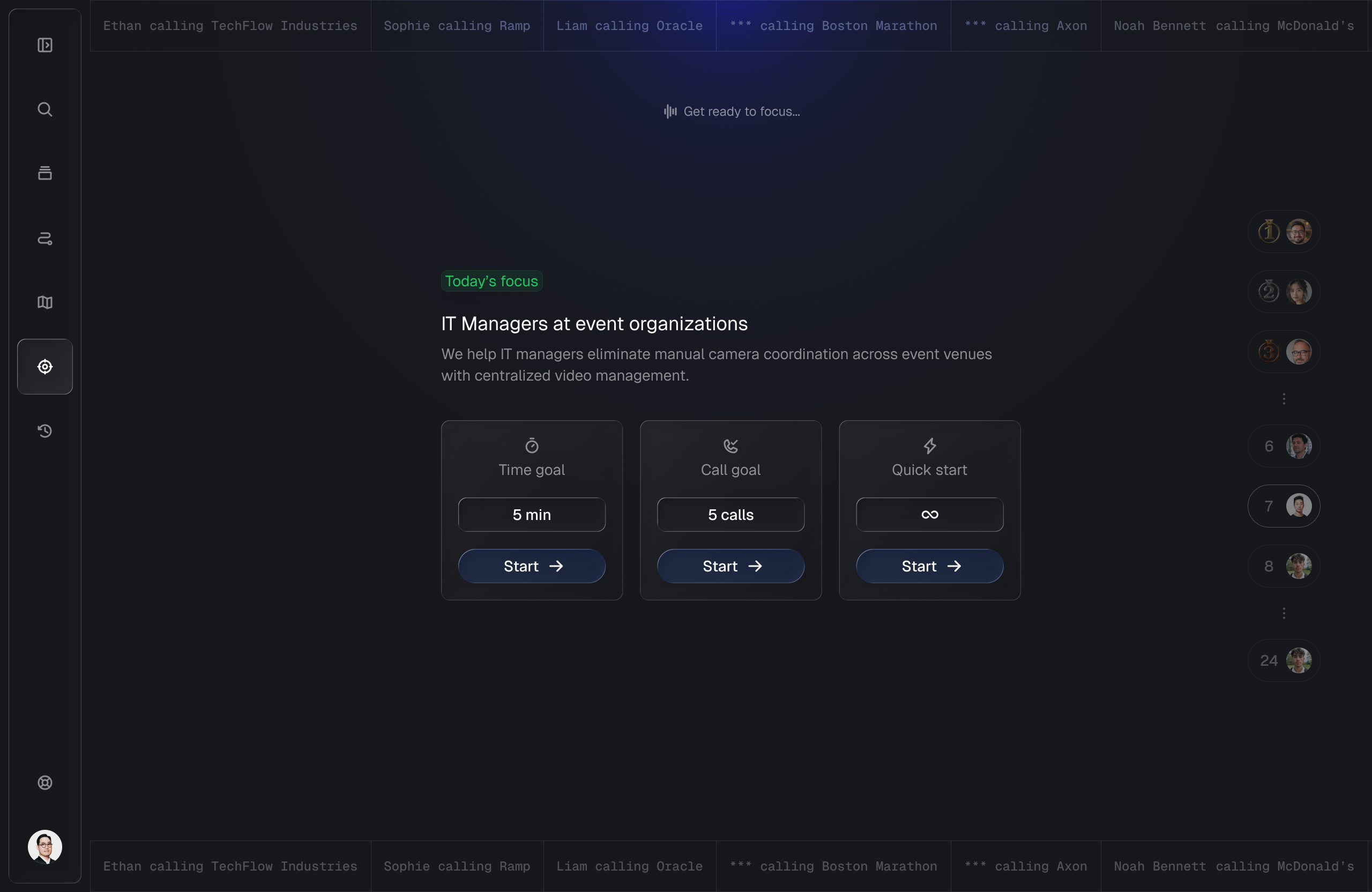 Athean interface: Signals & tasks feed