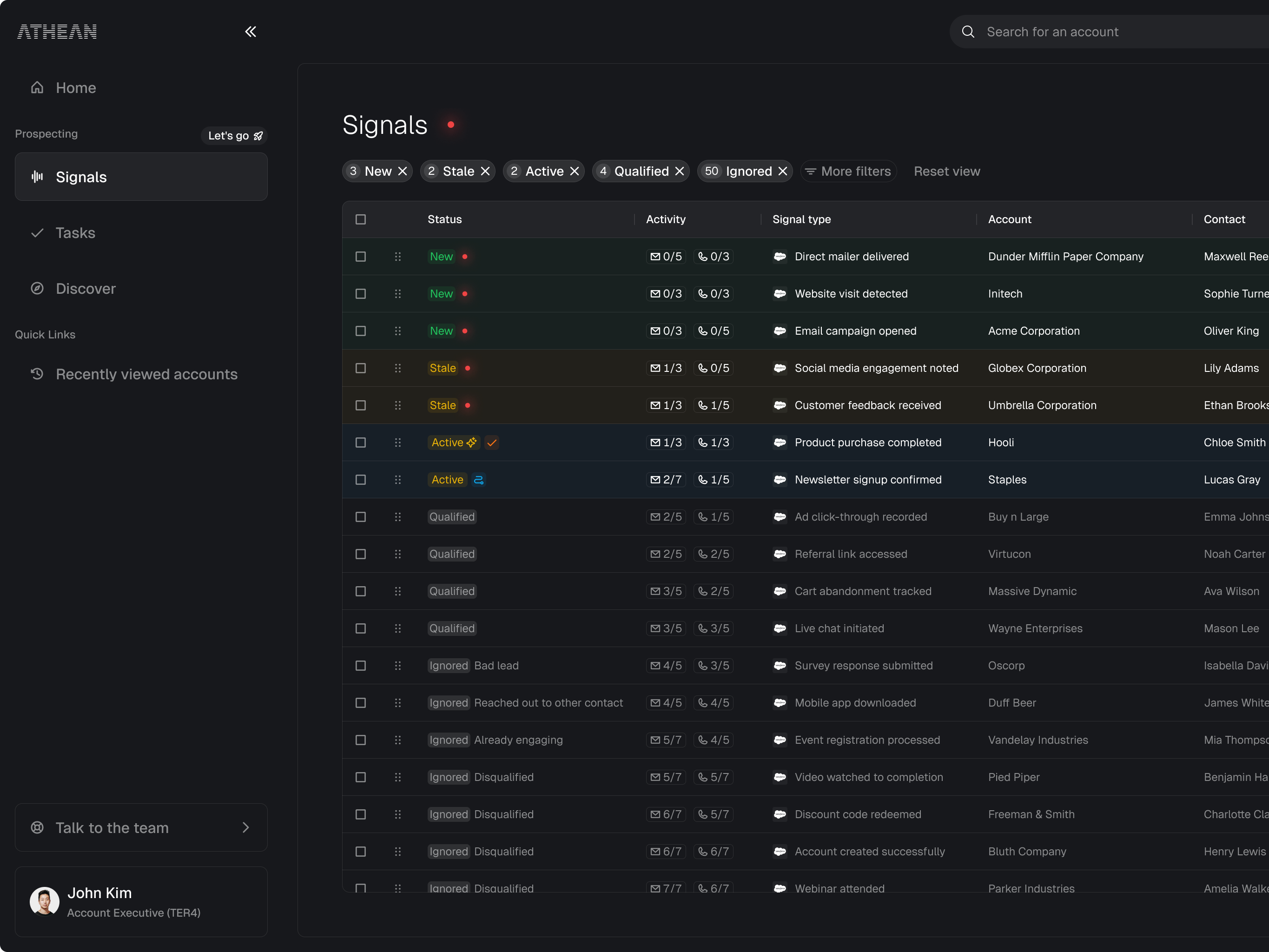 Athean interface: Enrichment and discovery
